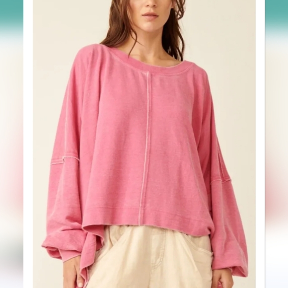 Free People Tops - Free People Daisy Sweatshirt - Dragonfruit Sorbet